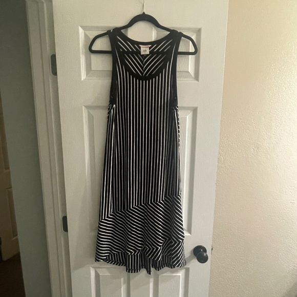 CAbi ATC Wink Dress — Black & White Striped Sleeveless Knit Tank — Size M - Picture 1 of 2